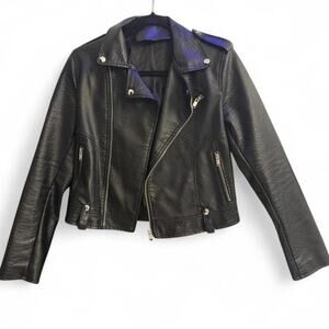 Black faux leather biker jacket
